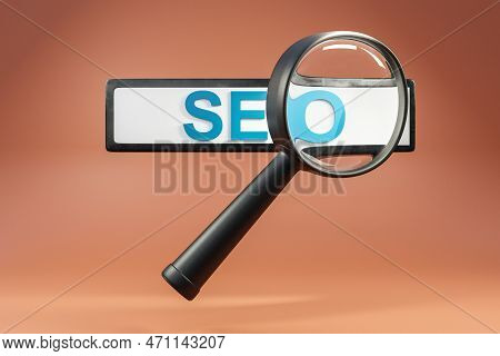 Floating Search Box Large Magnifying Glass Concept For Websearch Seo Search Engine Optimization; Ora