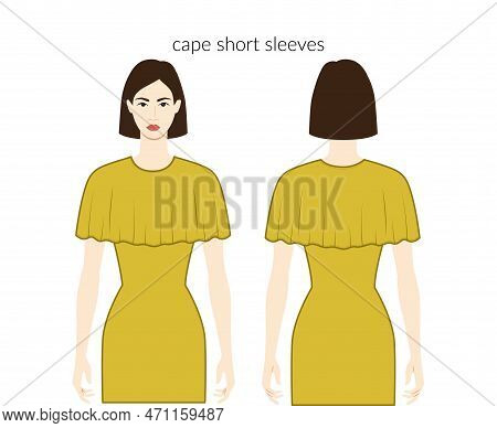 Cape Sleeves Clothes Circular, Butterfly, Flutter, Capelet Short Length Lady Technical Fashion Illus