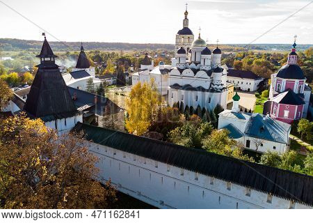 Scenic View From A Small Height Of The Ancient Pafnutiy-borovsky Monastery In Borovsk, Kaluga Region