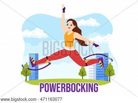 Powerbocking Sport Illustration With Jumping Boots For Web Banner Or Landing Page In Extreme Sports