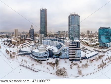 Yekaterinburg City With Buildings Of Regional Government And Parliament, Dramatic Theatre, Iset Towe