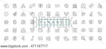 Vector Business And Finance Editable Stroke Line Icon Set With Money, Bank, Check, Law, Auction, Exc