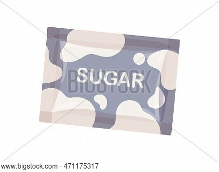Sugar Sand Sachet, Small Bag, Package. Sweet Granulated Powder In Closed Paper Pack, Sealed Pouch. F