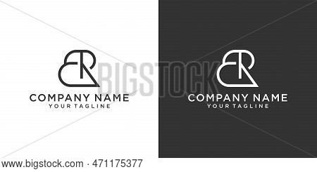 Br Or Rb Initial Letter Logo Design Concept On Black And White Background.