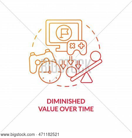 Diminished Value Over Time Red Gradient Concept Icon. Gamification Challenges In E Learning Abstract