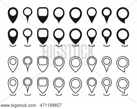 Map Location Pointers Set. Map Pin Or Navigation Pointer Collections In Various Shapes. Navigation I