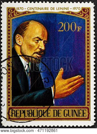 Republic Guinee - Circa 1970: Stamp Printed In The Republic Guinee Shows Lenin - The Founder Of The 
