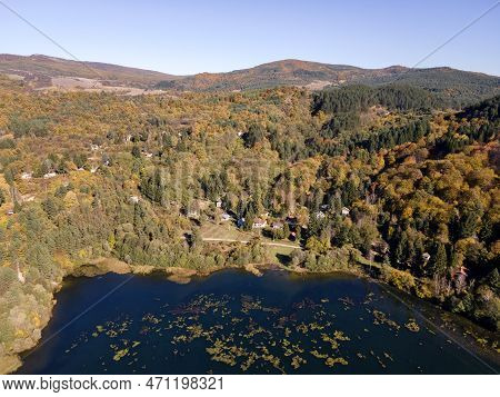 Aerial Autumn View Of Pasarel Reservoir, Bulgaria
