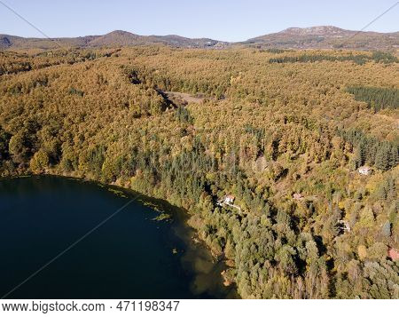 Aerial Autumn View Of Pasarel Reservoir, Bulgaria
