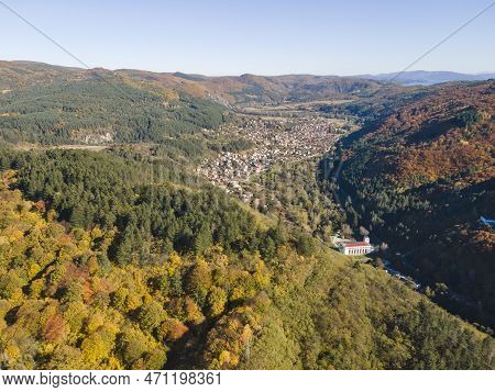 Aerial Autumn View Of Pasarel Reservoir, Bulgaria
