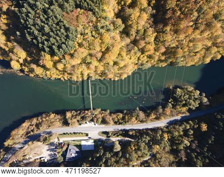 Aerial Autumn View Of Pasarel Reservoir, Bulgaria
