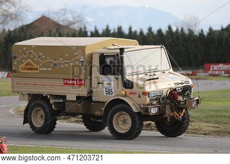 Kocaeli, Turkey - December 26, 2021: Unimog Performance During Turkish Rallycross Championships.
