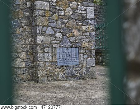 Limerick, Ireland - 09 18 2015: Sign And Ornaments Of Free Masonry Lodge On An Old Historic Building