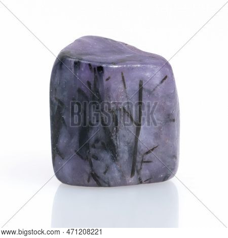 Natural Gemstone Purple Charoite Isolated On White Background