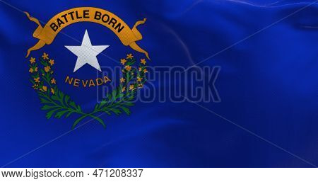 Nevada State Flag Waving. Blue Background, White Star, 