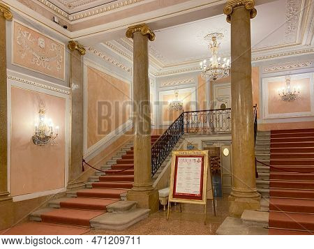 Venice, Italy - February 17, 2023: Vestibule Of Concerts And Performances Of Opera House Gran Teatro