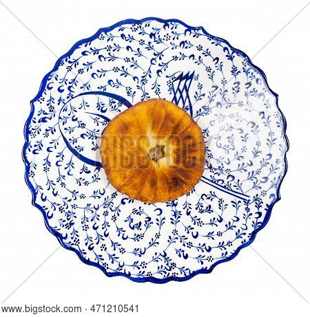 Tatar Cuisine - Above View Of Peremech (fried Pastry Stuffed With Minced Meat) On Ornamental Plate I