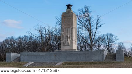 Gettysburg, Pennsylvania, Usa February 6, 2023 The Eternal Light Peace Memorial In The Gettysburg Na
