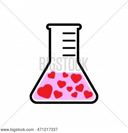 Love Chemistry Line Icon. Test Tube Love Fluid Reaction Laboratory Bottle Science Romantic Love Them