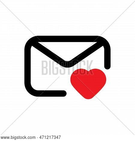 Letter With Heart, Message Of Love In Envelope, Vector Illustration Isolated On White Background