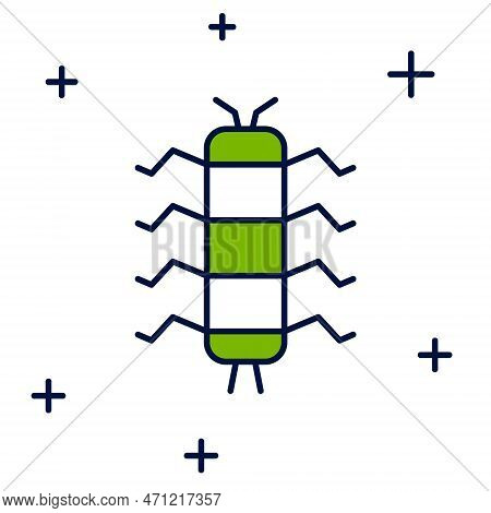 Filled Outline Centipede Insect Icon Isolated On White Background. Vector