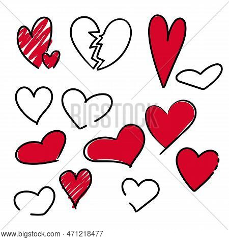Hand Drawn Hearts. Design Elements For Valentine's Day.eps 10