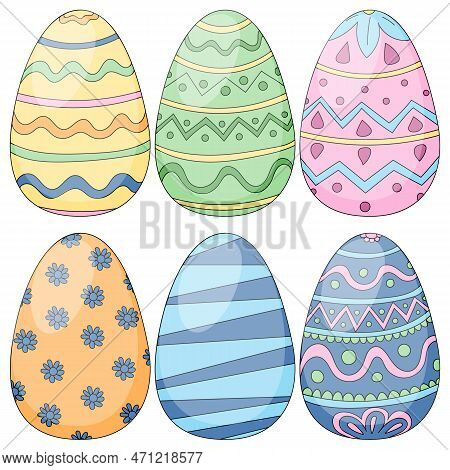 Vector Illustration Of Easter Eggs Collection On A White Background