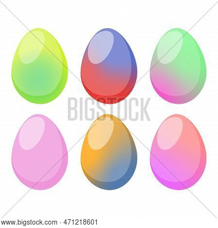 Colorful Eggs Set With Gradient Mesh, Vector Illustration