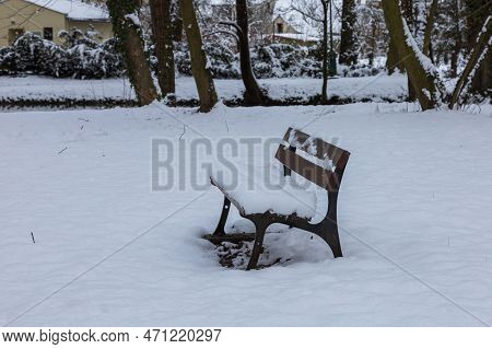 Winter Landscape With Snow. Beautiful Park With Trees - Straznice - Czech Republic