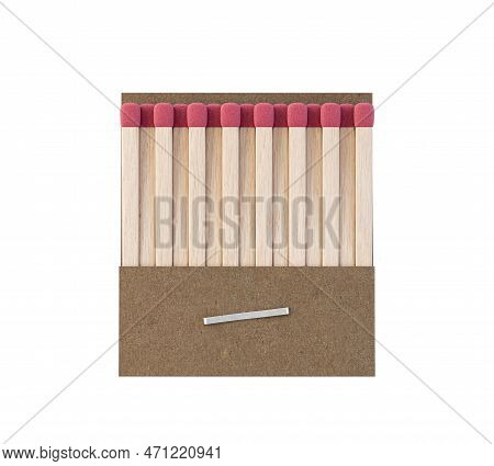 An Open Book Of Matches Made With Wood With Pink Tips In A Generic White Unbranded Cardboard Book On