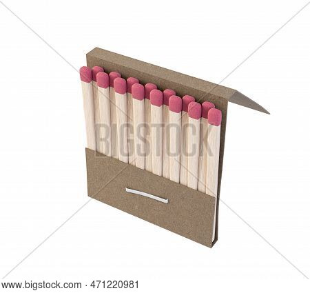 An Open Book Of Matches Made With Wood With Pink Tips In A Generic White Unbranded Cardboard Book On