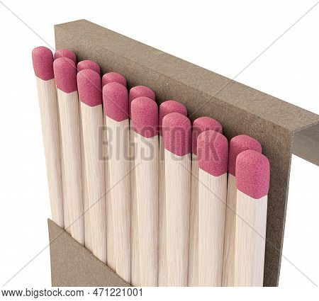 An Open Book Of Matches Made With Wood With Pink Tips In A Generic White Unbranded Cardboard Book On