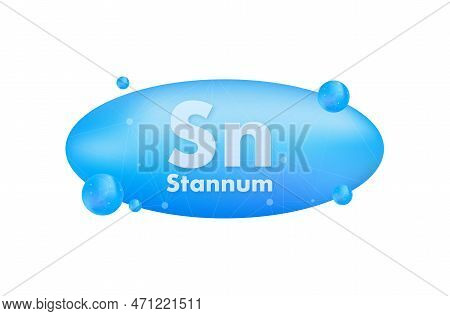 Mineral Sn Stannum Blue Shining Pill Capsule Icon. Vector Stock Illustration