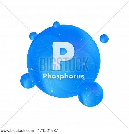 Mineral P Phosphorus Blue Shining Pill Capsule Icon. Vector Stock Illustration.