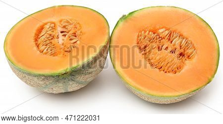 Cantaloupe Or Rockmelon Food Over White Background