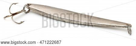 Old Sea Fishing Metal Lure Over White Background