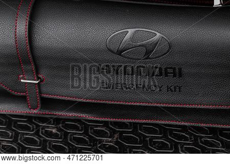 Moscow, Russia - December 18, 2021 Hyundai Palisade (lx2) Car Repair Kit. A Set Of Car Emergency Kit