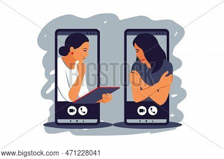 Online Therapy. Psychotherapist Supports Woman With Psychological Problems. Counselling For People U