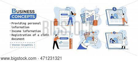 Registration Of Claim Form Register Document, Providing Personal Information, Income Information Vec