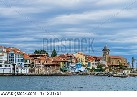 Luanco, Asturias, Spain, October 31, 2022.view Of The Town Of Luanco, In Asturias, Spain.