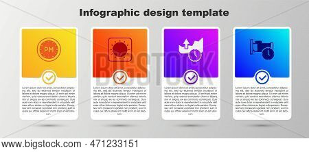 Set Day Time, Sun, Stocks Market Growth Graphs And Time Sleep. Business Infographic Template. Vector