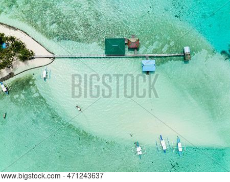 Tropical Island On An Atoll With A Beautiful Beach. Onok Island, Balabac, Philippines.