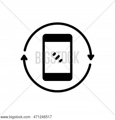 Black Solid Icon For Flip Spin Twist Overturn Turn Capsize Replace Exchange Return Mobile Smartphone