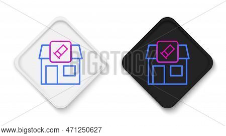 Line Hunting Shop With Rifle And Gun Weapon Icon Isolated On White Background. Supermarket Or Store 