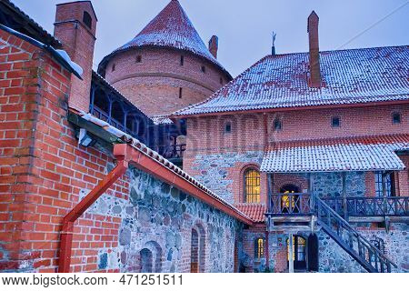 Old Brick Medieval Trakai Castle Fortress In Lithuania