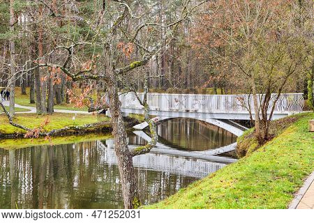 Bridge Over Lake Druskonis In Druskininkai In Lithuania.horizontal Image