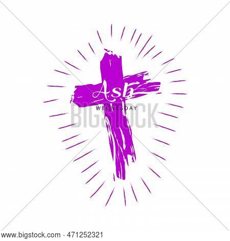 Ash Wednesday Cross Vector Art. Ash Wednesday With Cross, Blessing, Worship, Holy Background Design.