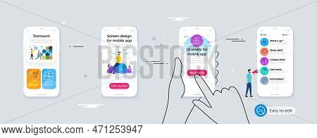 Set Of People Voting, Smartphone Waterproof And Wholesale Inventory Line Icons. Phone Ui Interface. 
