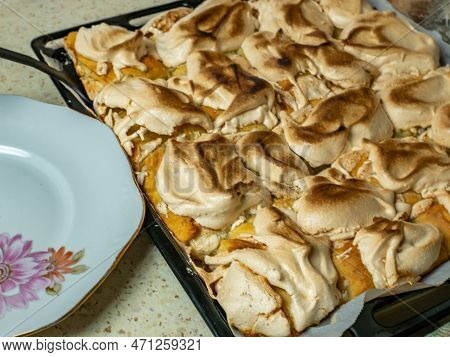 Ready-made Cakes On A Hot Iron Pan. Close-up Of The Finished Cookie. Home Cooking Step By Step Recip