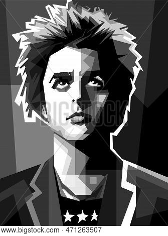 Billie Joe Armstrong Illustration Design Black White Wpap Popart Vector Style